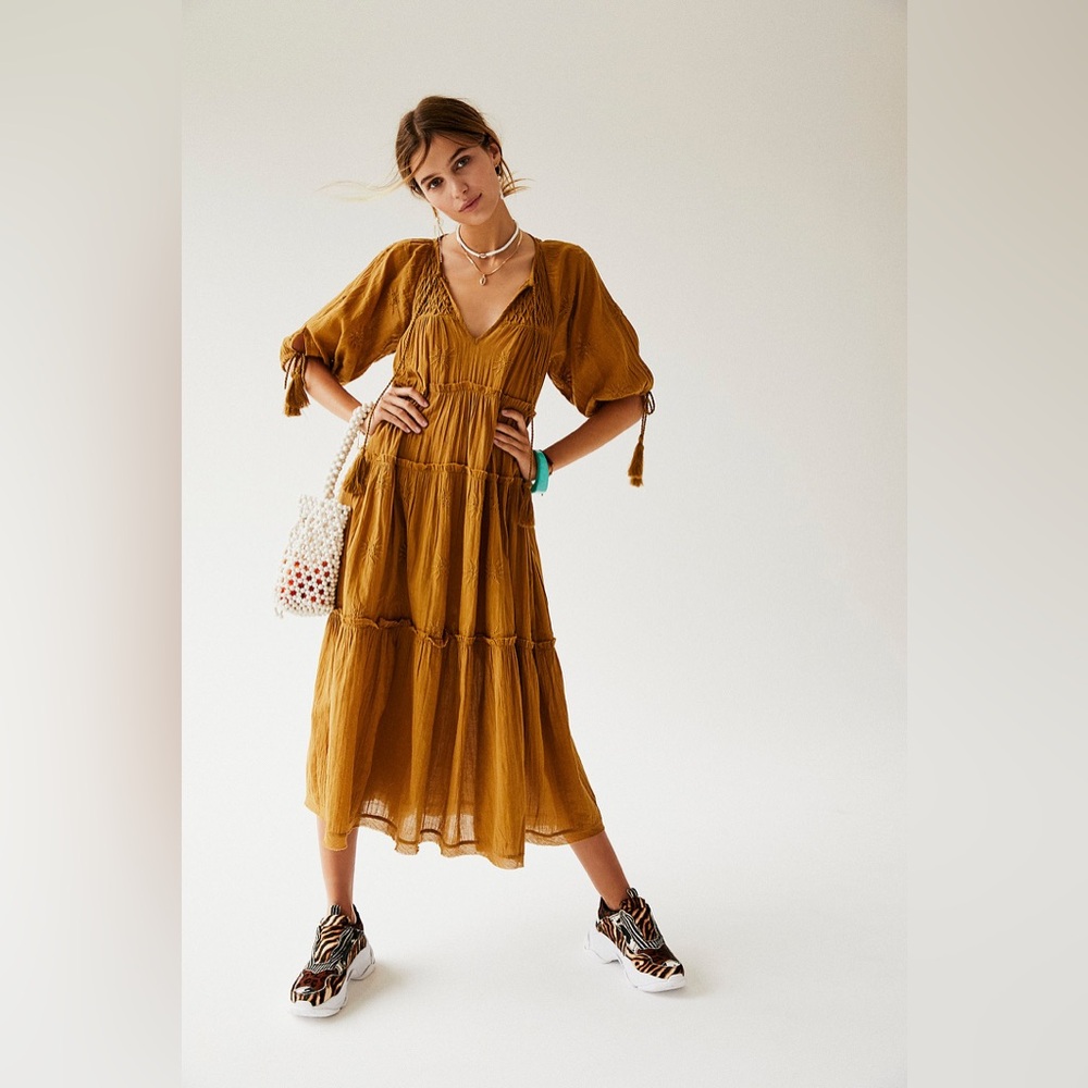 Free people Celestial Skies Midi Dress (brown) size M